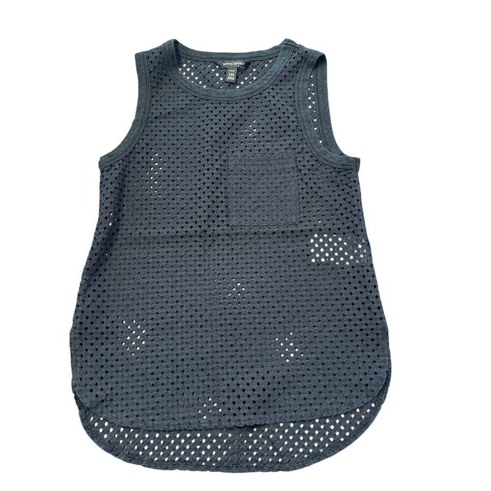 Banana Republic Petite black cotton mesh tank, Size XXS petite
